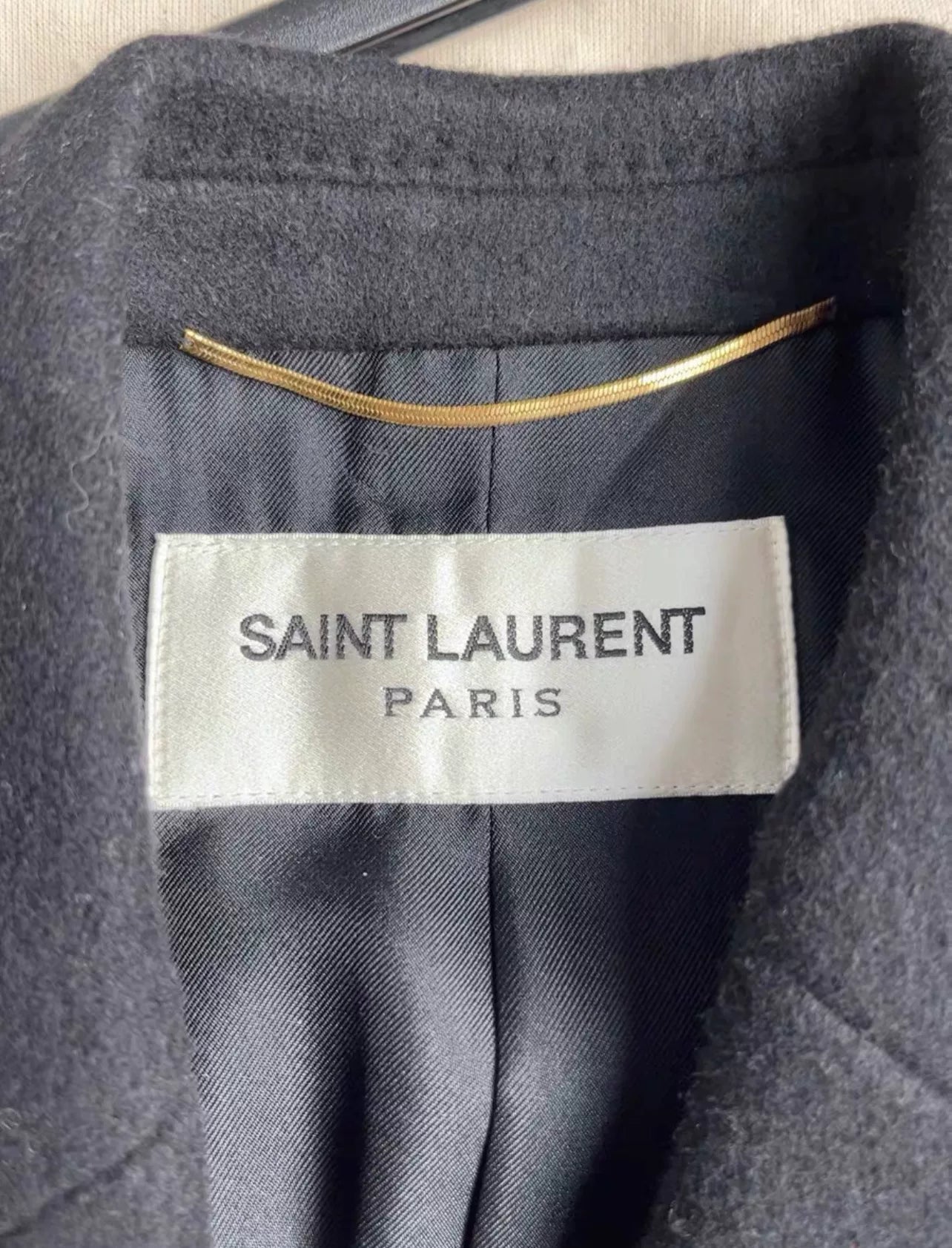SAINT LAURENT Black Wool Slim Coat Size 36