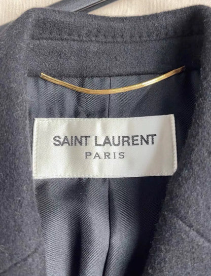 SAINT LAURENT Black Wool Slim Coat Size 36
