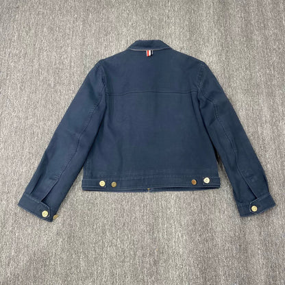 thom browne anchor jacket in navy blue