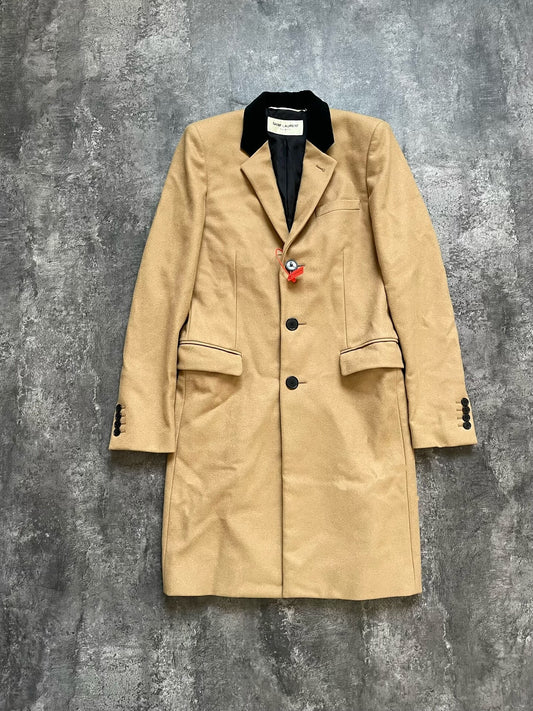 Saint Laurent Beige Coat w/ Black Collar