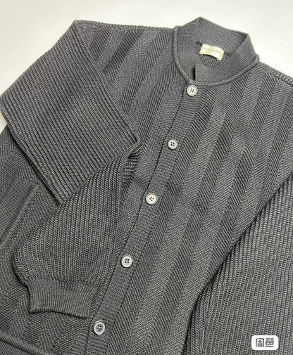 Saint Laurent Gray Herringbone Cardigan