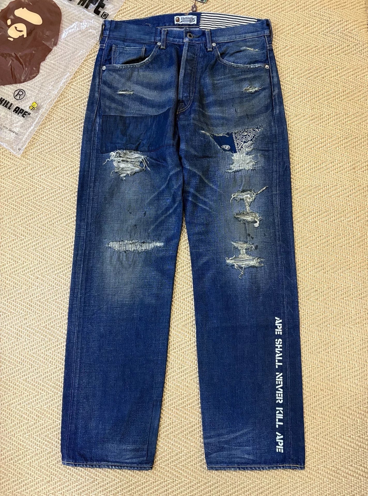 bape type2 damage denim pants limited edition