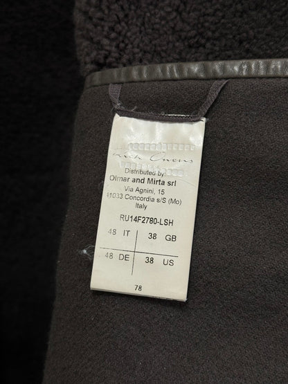 rick owens leather jacket with shearling collar