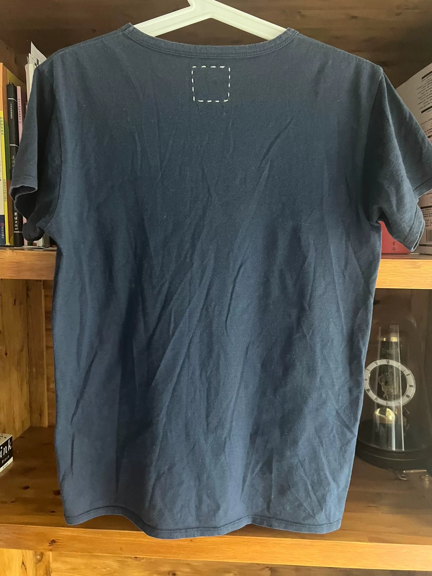 visvim Blue Dyed V-Neck Short Sleeve Tee