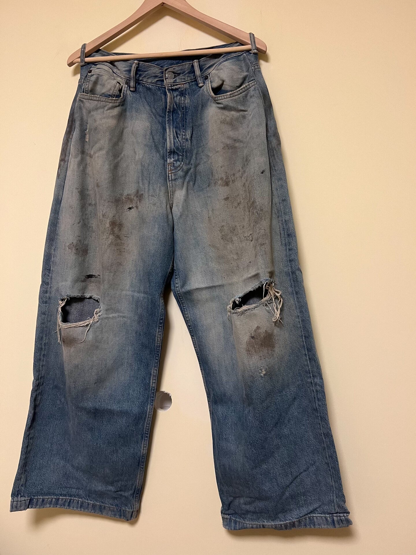 Acne Studios Distressed Denim Wide-Leg Pants