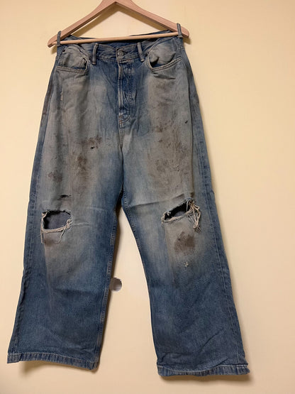 Acne Studios Distressed Denim Wide-Leg Pants