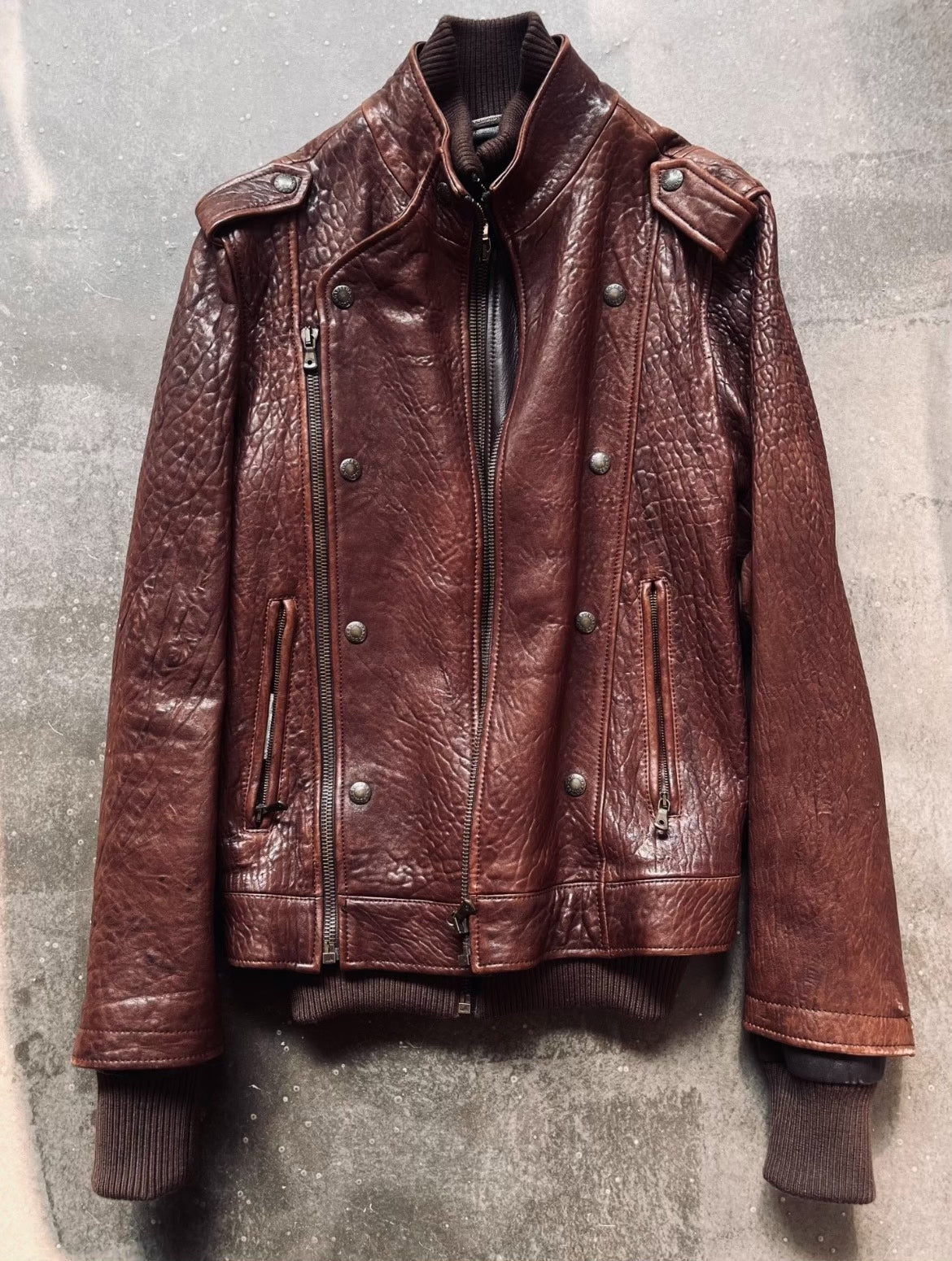 dolce gabbana double-layer leather motorcycle jacket