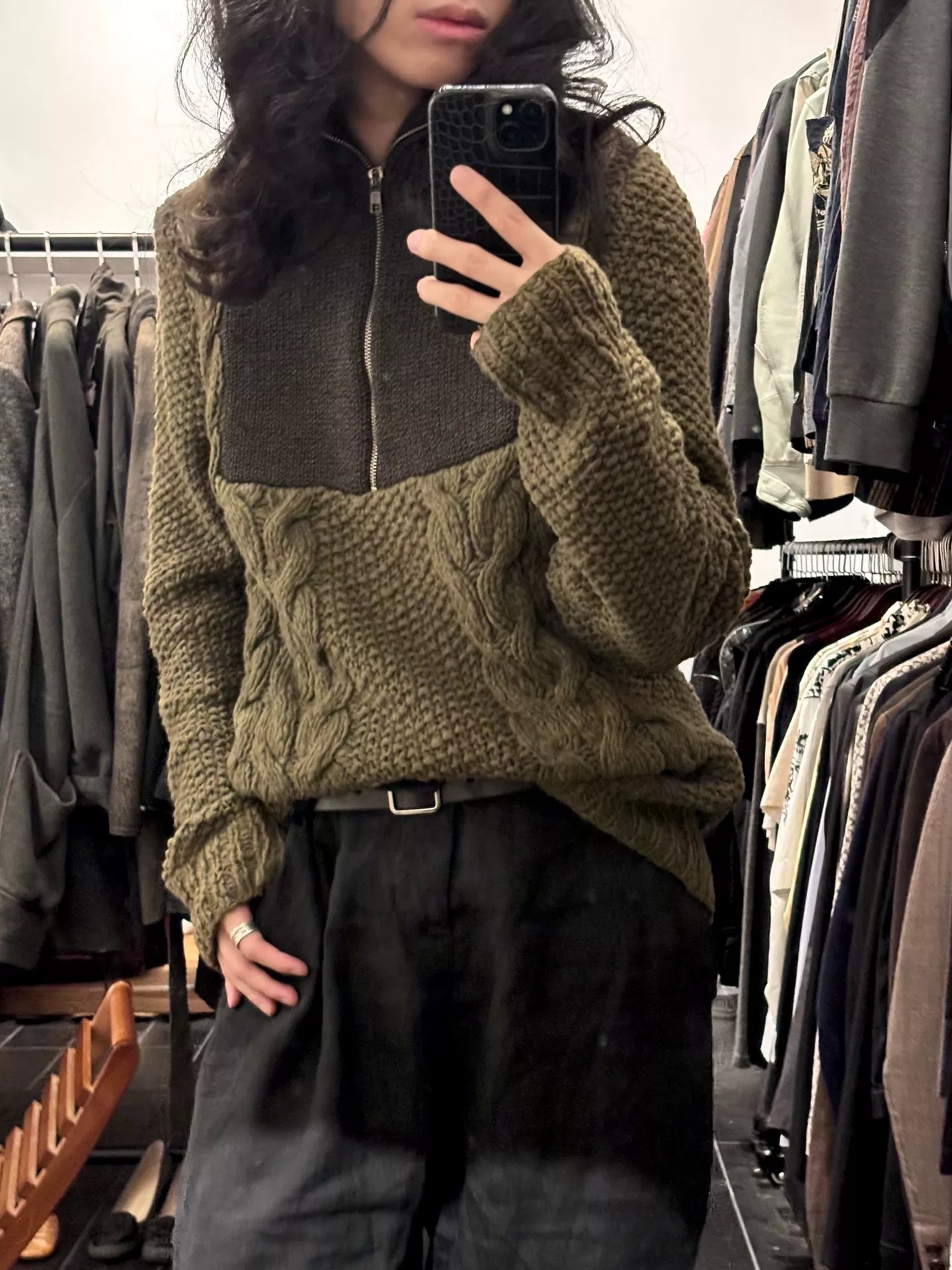 maison martin margiela high neck knit sweater