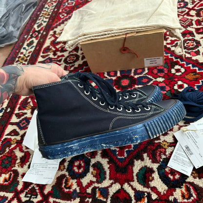 visvim skagway hi canvas shoes in blue