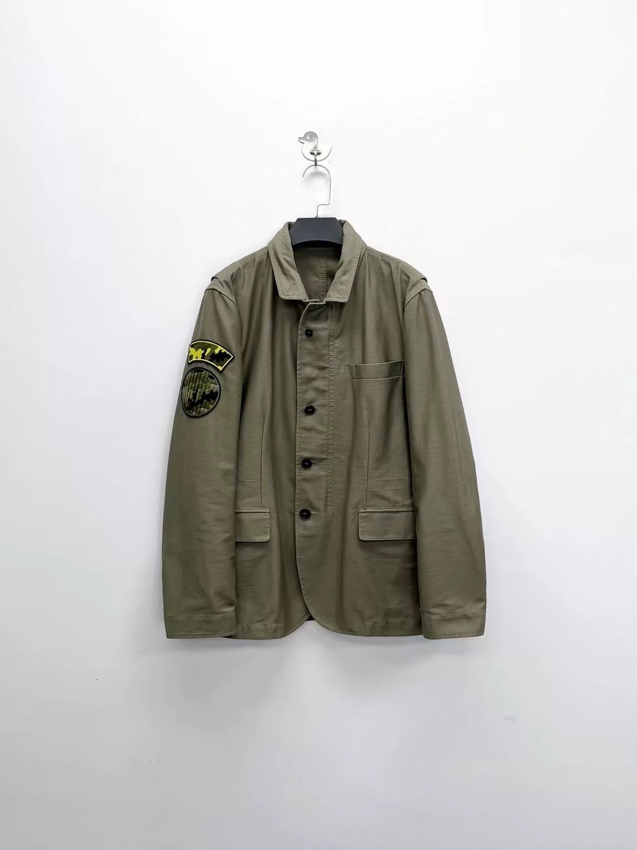valentino embroidered logo camouflage work jacket