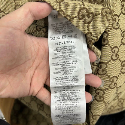 gucci hooded denim jacket with corduroy details