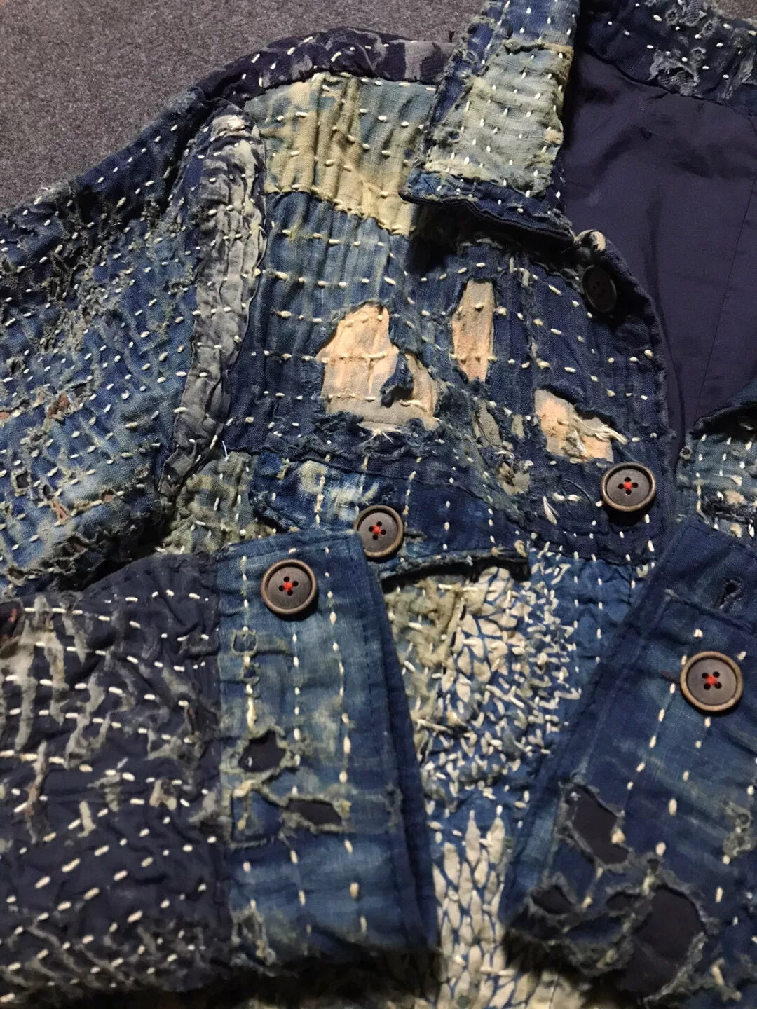 unique boro patchwork blue-yellow jacket