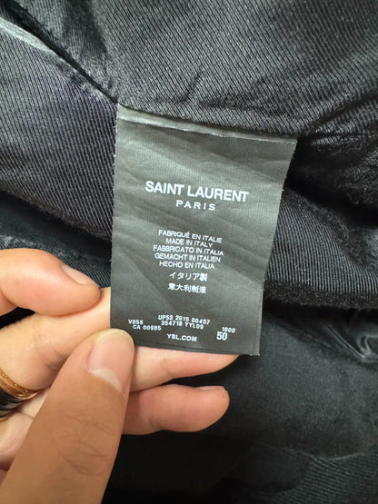 Saint Laurent Black Wool Leather Jacket