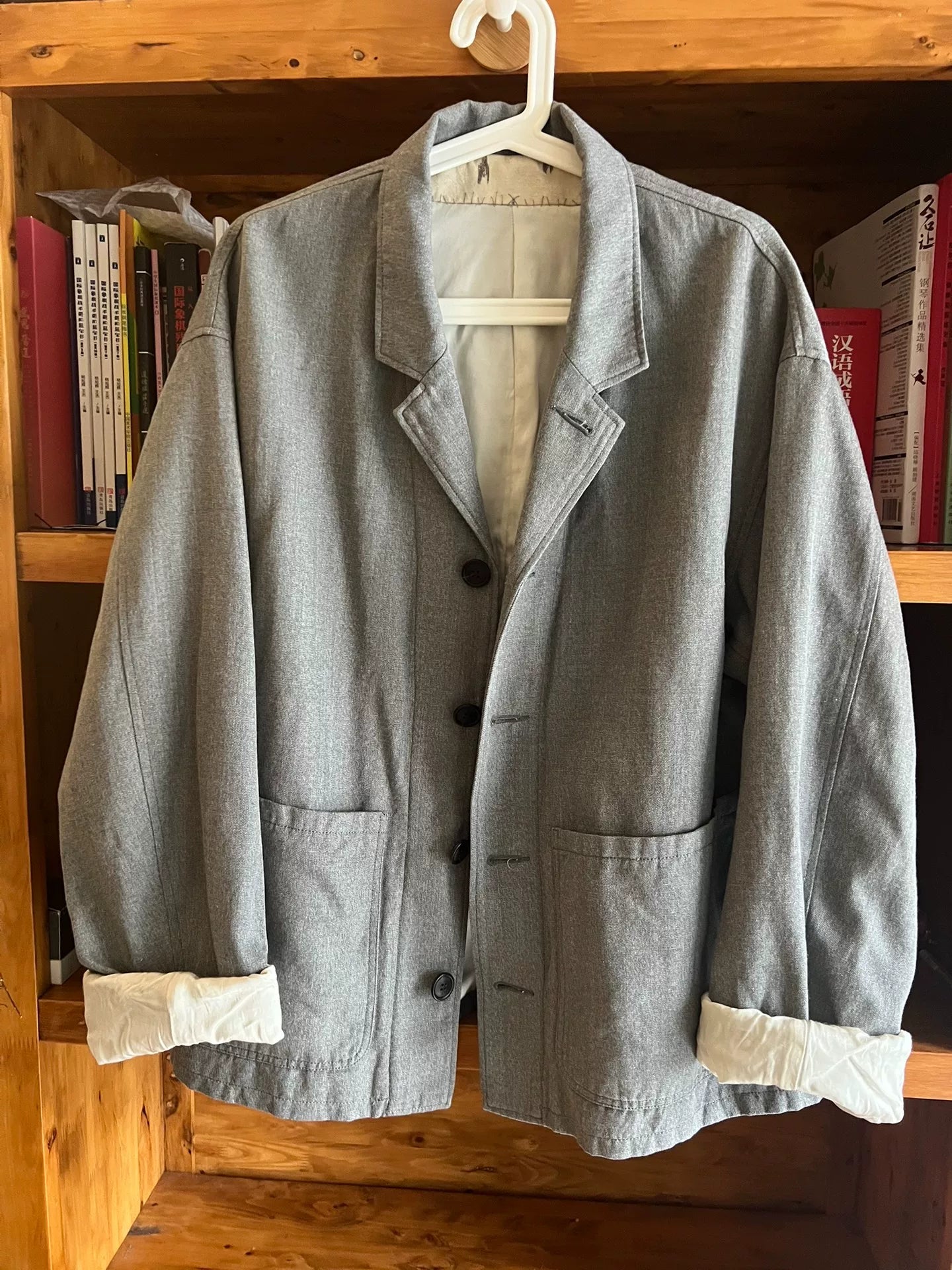 visvim sower jacket in gray wool blend