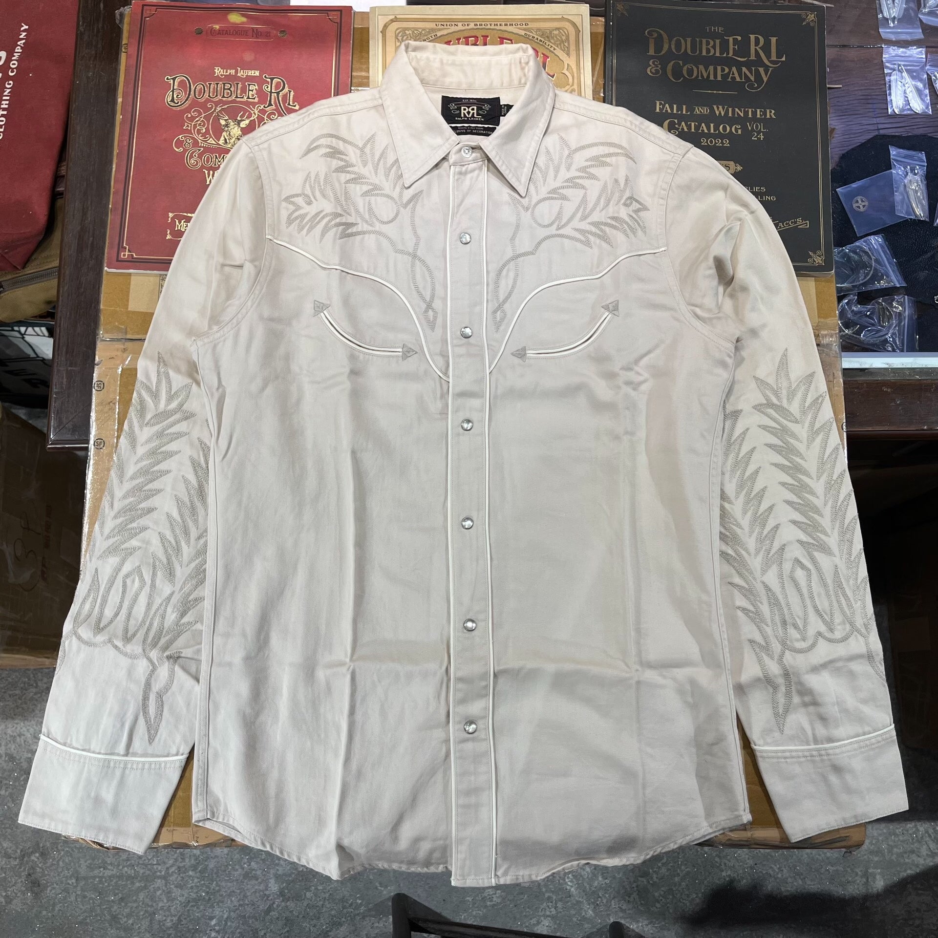 embroidered long-sleeve shirt by ralph lauren