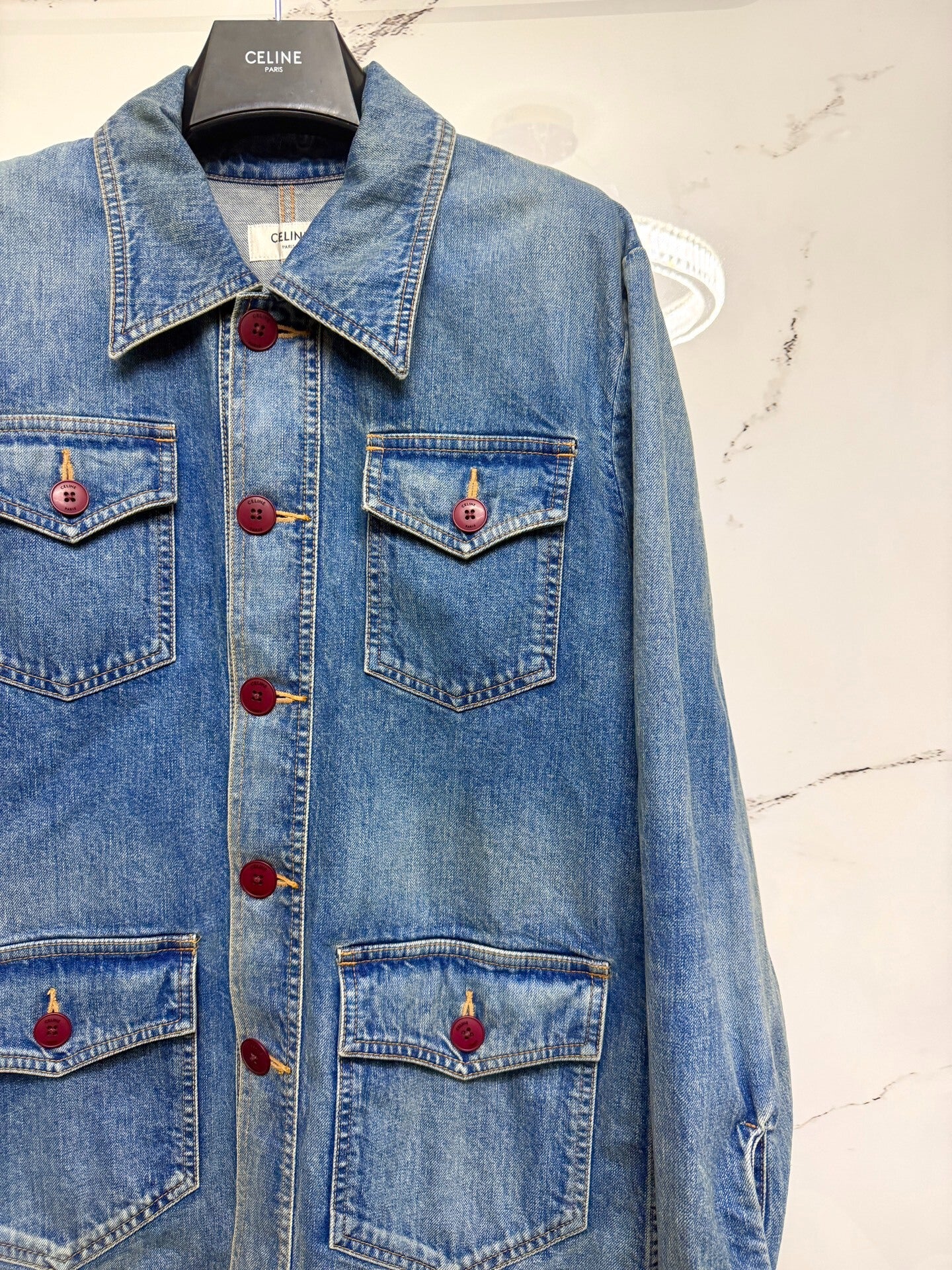 Celine Blue Denim Jacket with Four Pockets