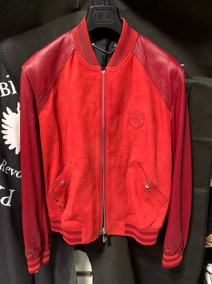 berluti red leather bomber jacket size 46