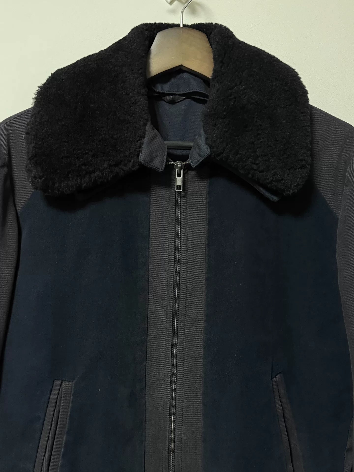 maison martin margiela detachable fur collar jacket