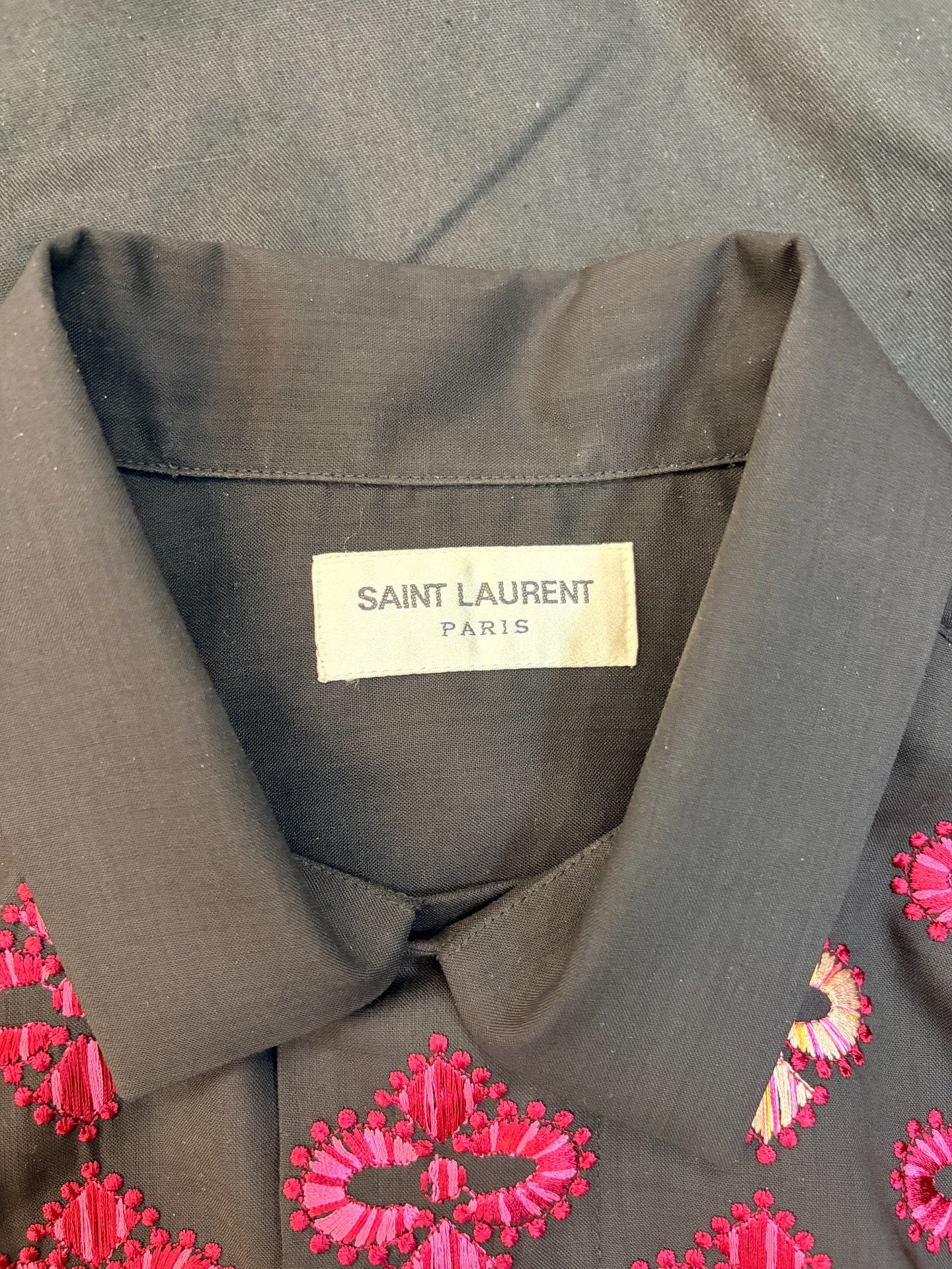 Saint Laurent Wool Floral Embroidery Shirt