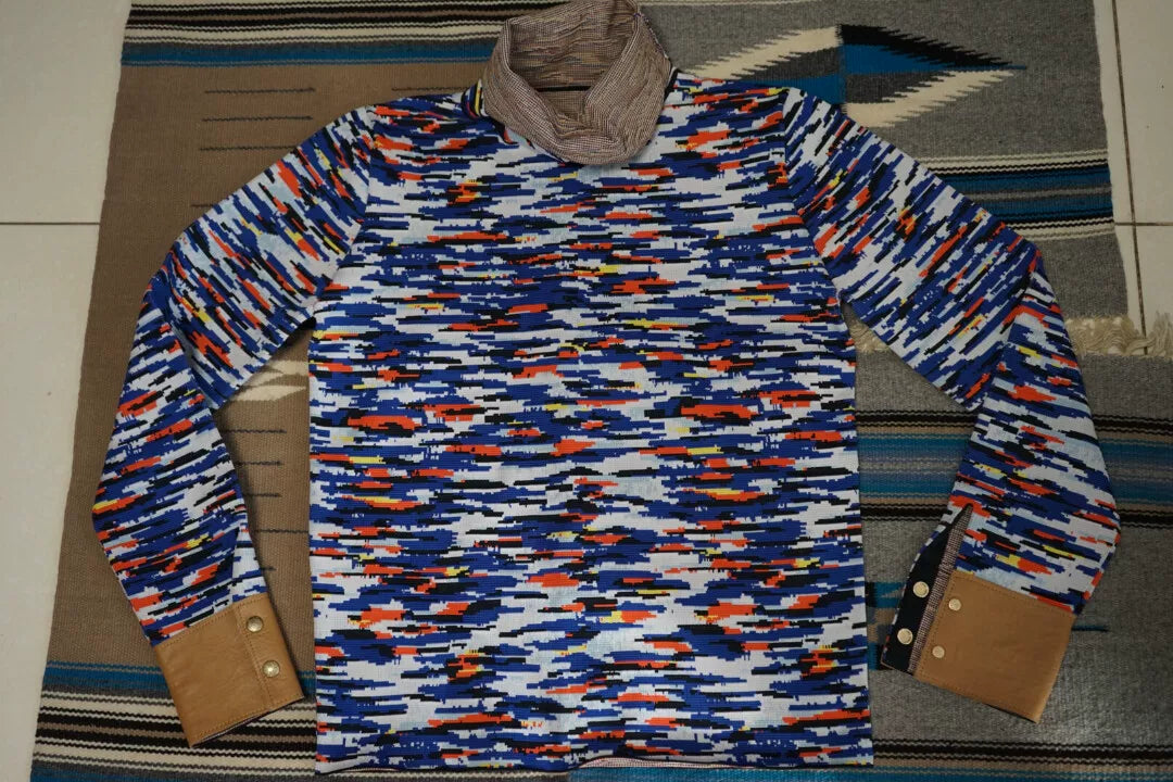 Loewe High Neck Sweater with Leather Sleeves