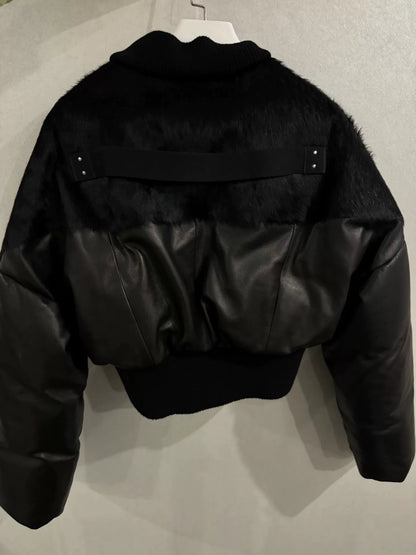 Rick Owens Horsehair Leather Down Jacket