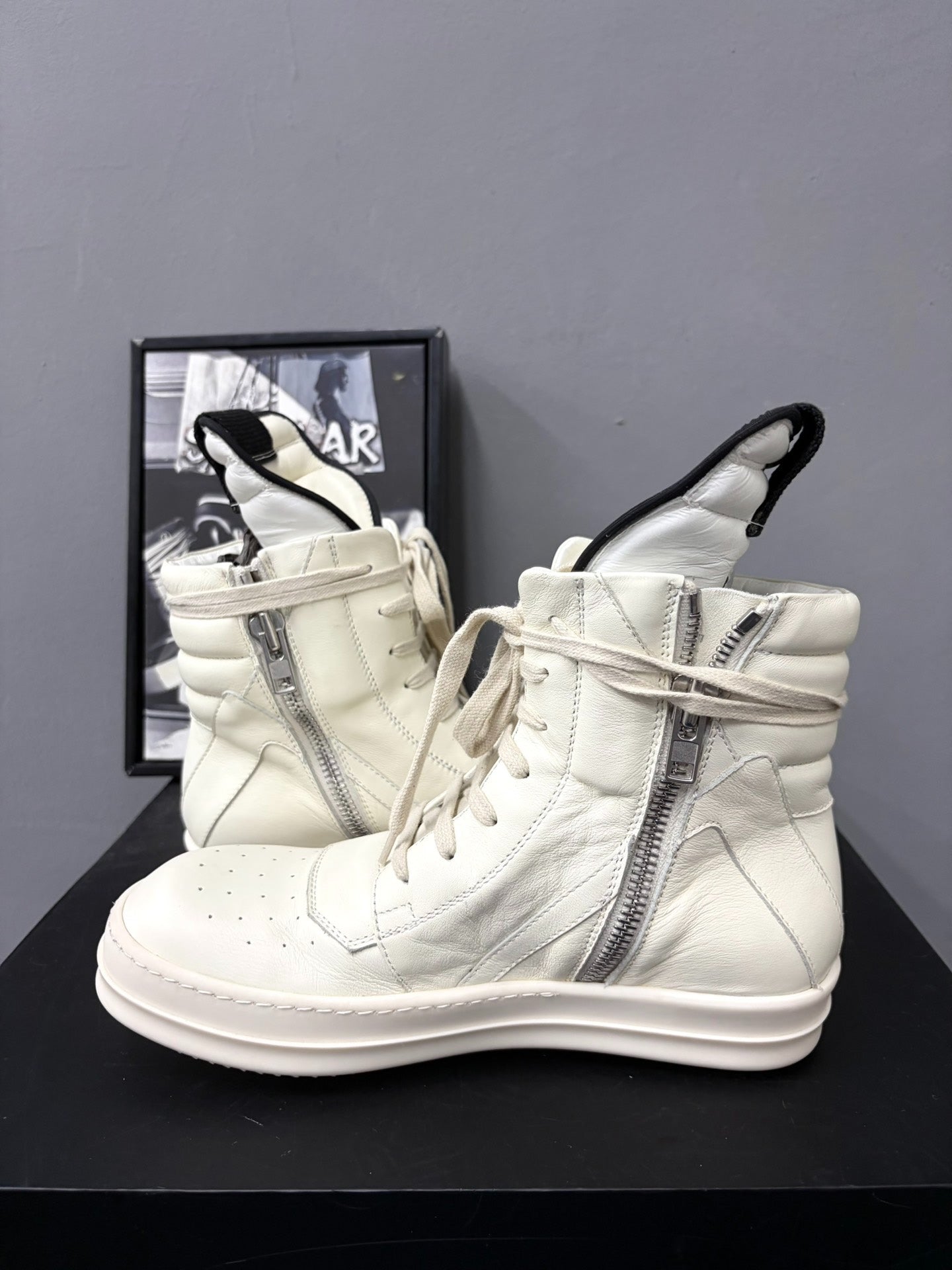Rick Owens Geobasket White Leather High-Top
