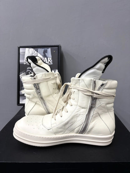 Rick Owens Geobasket White Leather High-Top