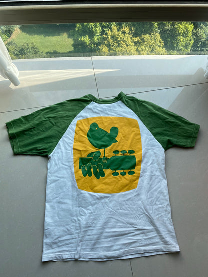vintage green and white peace tee