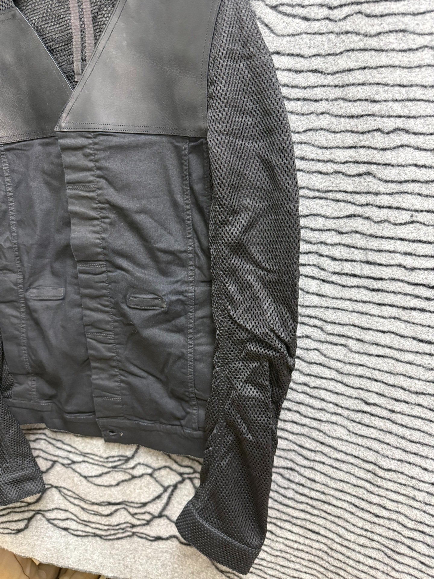 Rick Owens Mesh Leather Panel Jacket M