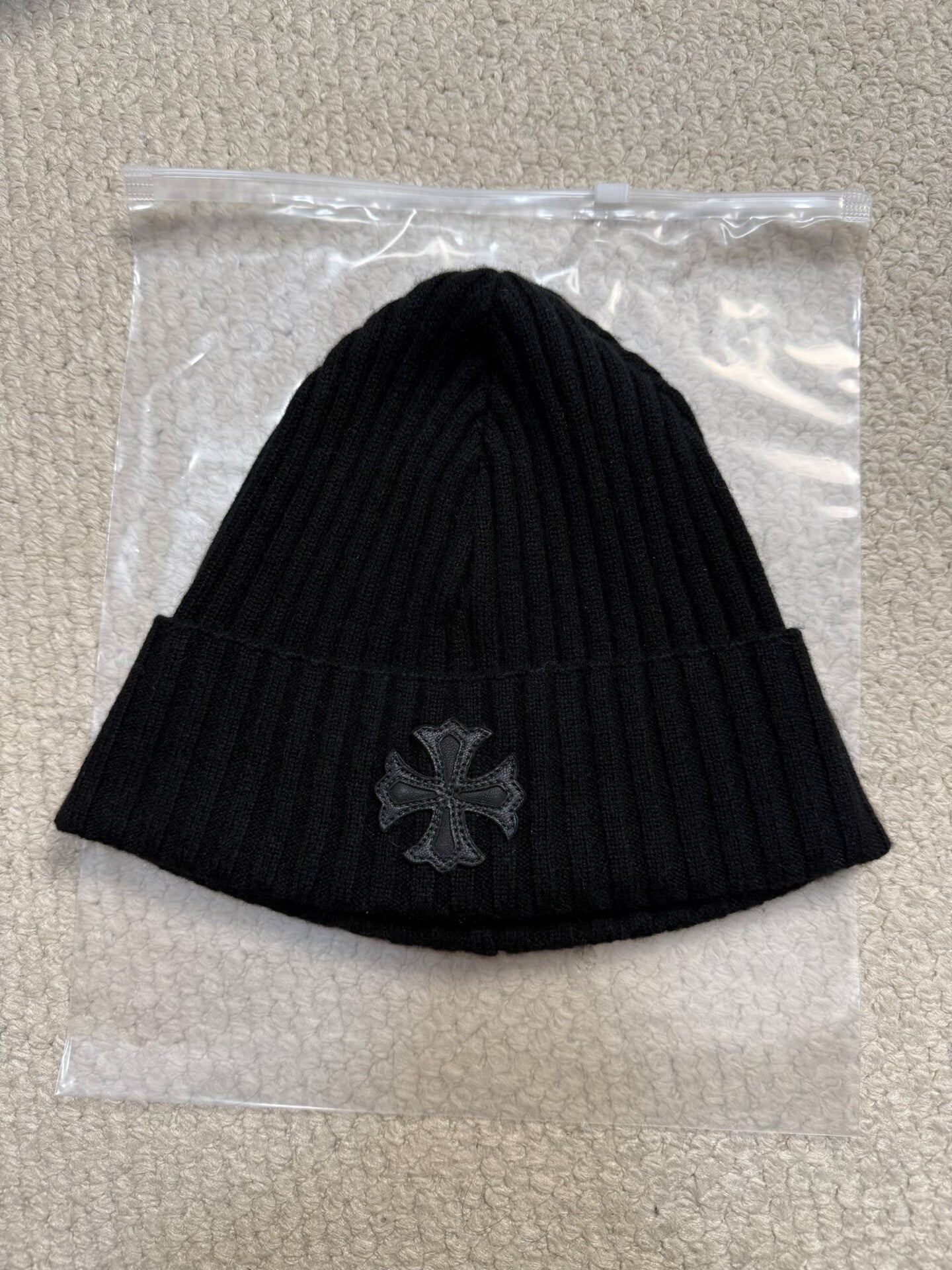 Chrome Hearts Cross Patch Black Cashmere Beanie