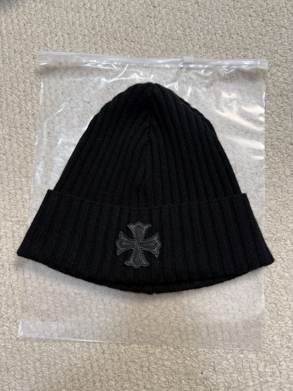Chrome Hearts Cross Patch Black Cashmere Beanie