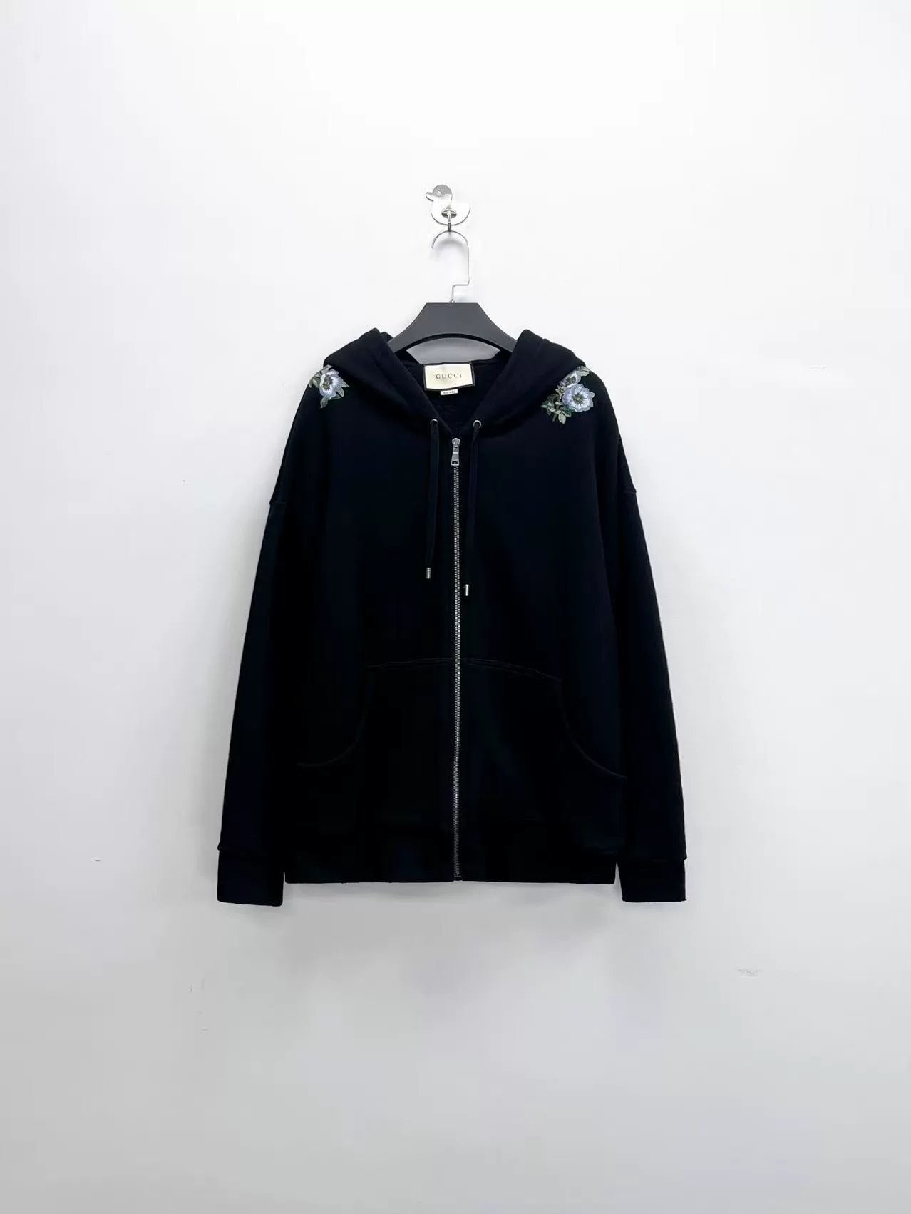 gucci black dragon embroidered zip hoodie