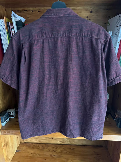 open collar shirt in rich burgundy color