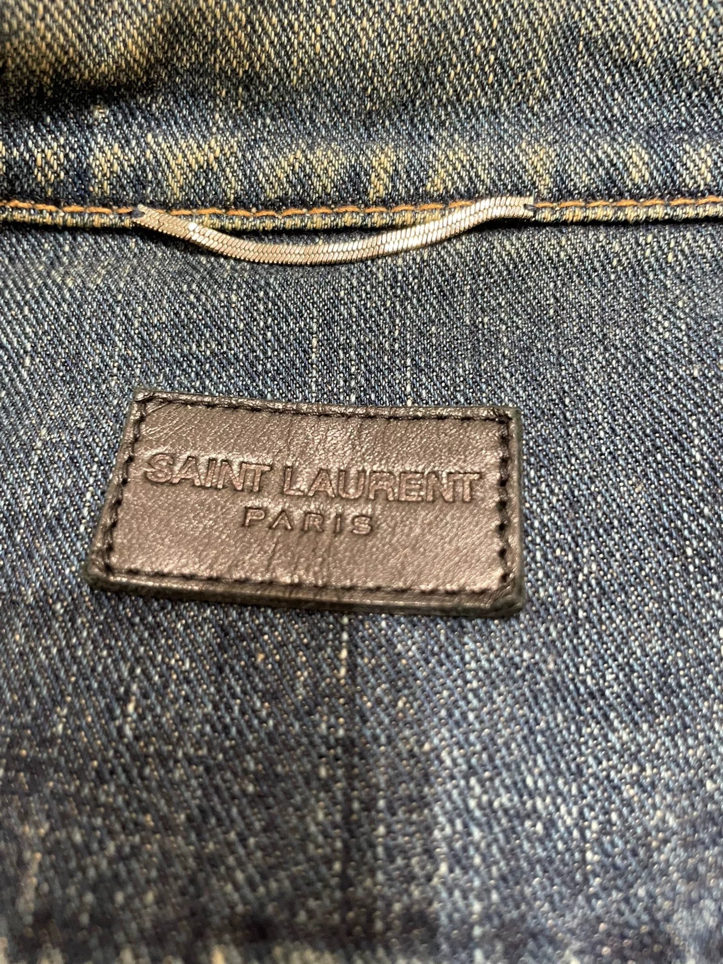 Saint Laurent Denim Jacket with Shark Embroidery