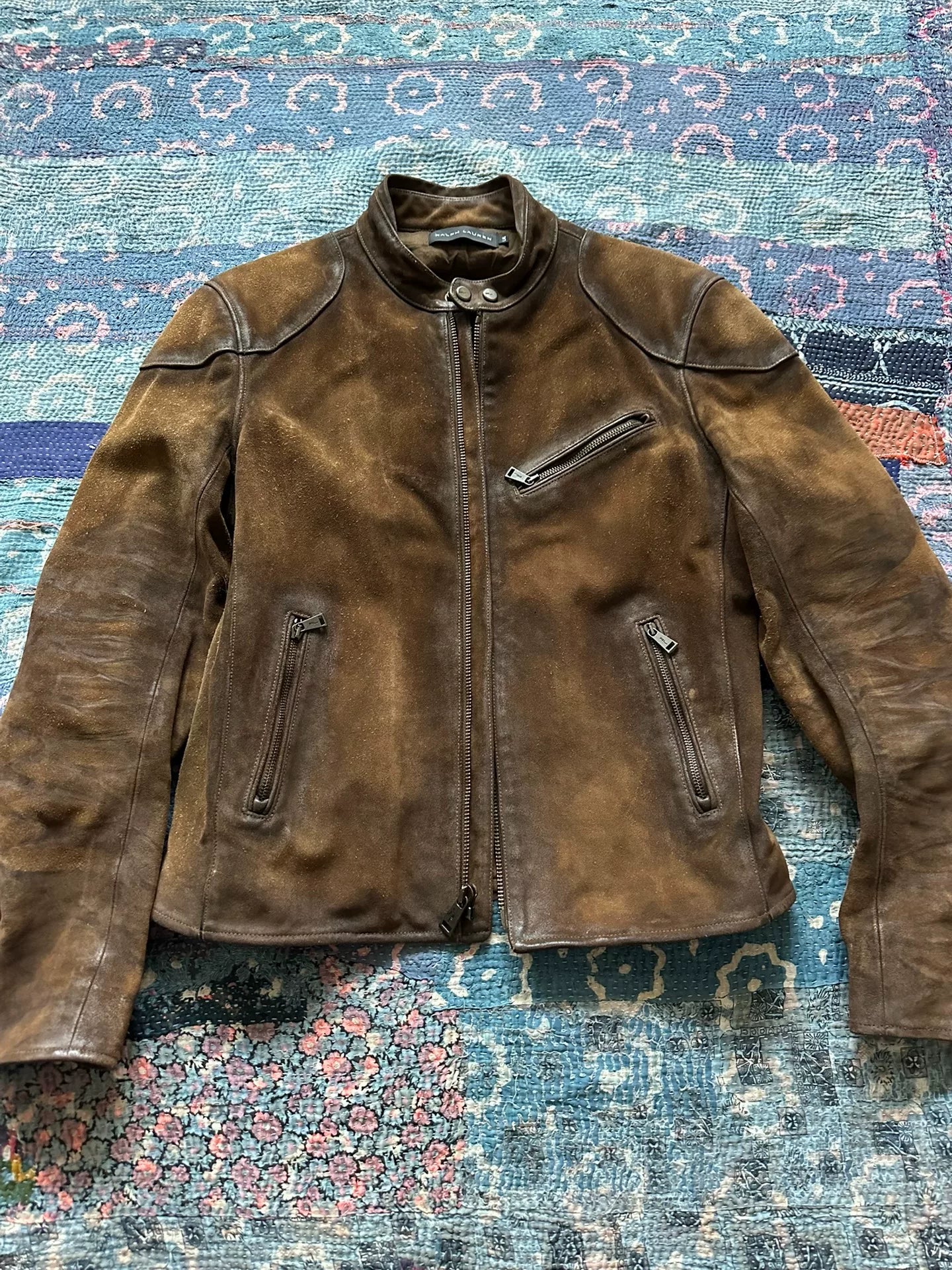ralph lauren black label distressed leather jacket