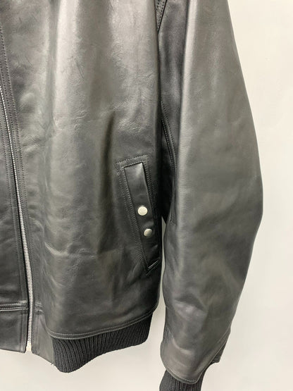 Rick Owens Black Leather Collared Jacket