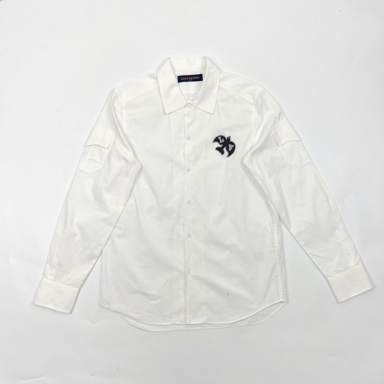 Louis Vuitton white peace dove logo side pocket long-sleeve shirt