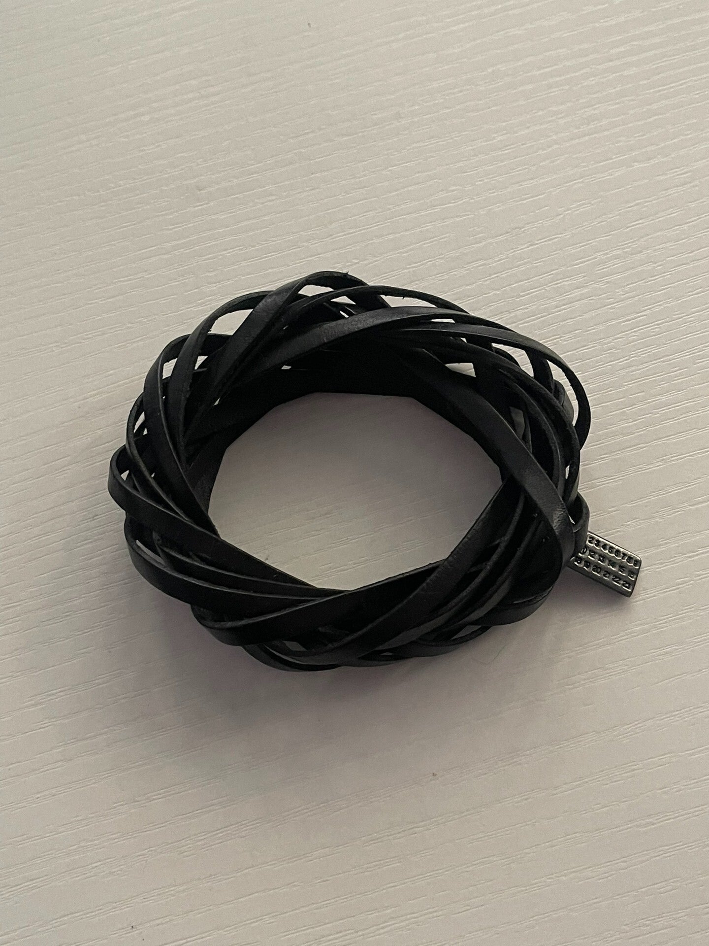 Maison Martin Margiela Leather Bracelet with Silver Tag