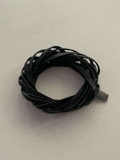 Maison Martin Margiela Leather Bracelet with Silver Tag