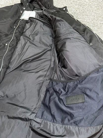 alyx long down jacket with leather accents