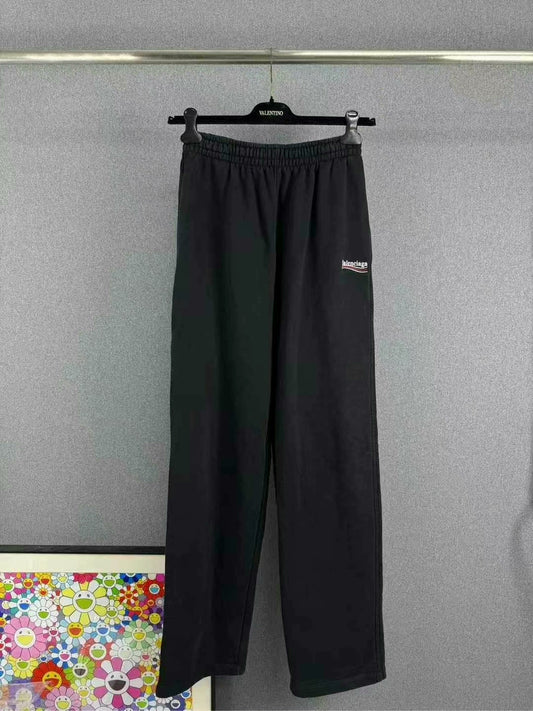 balenciaga embroidered logo long pants in black