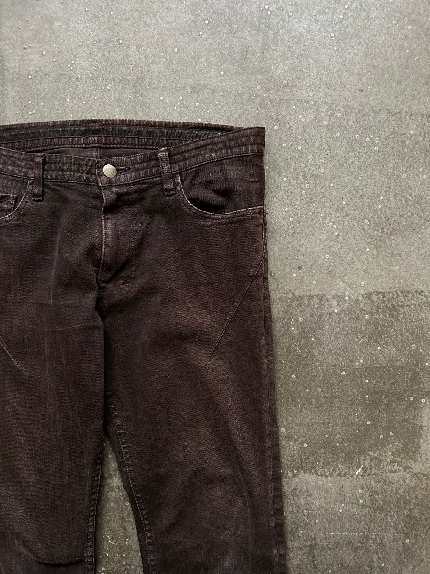 number nine washed brown jeans