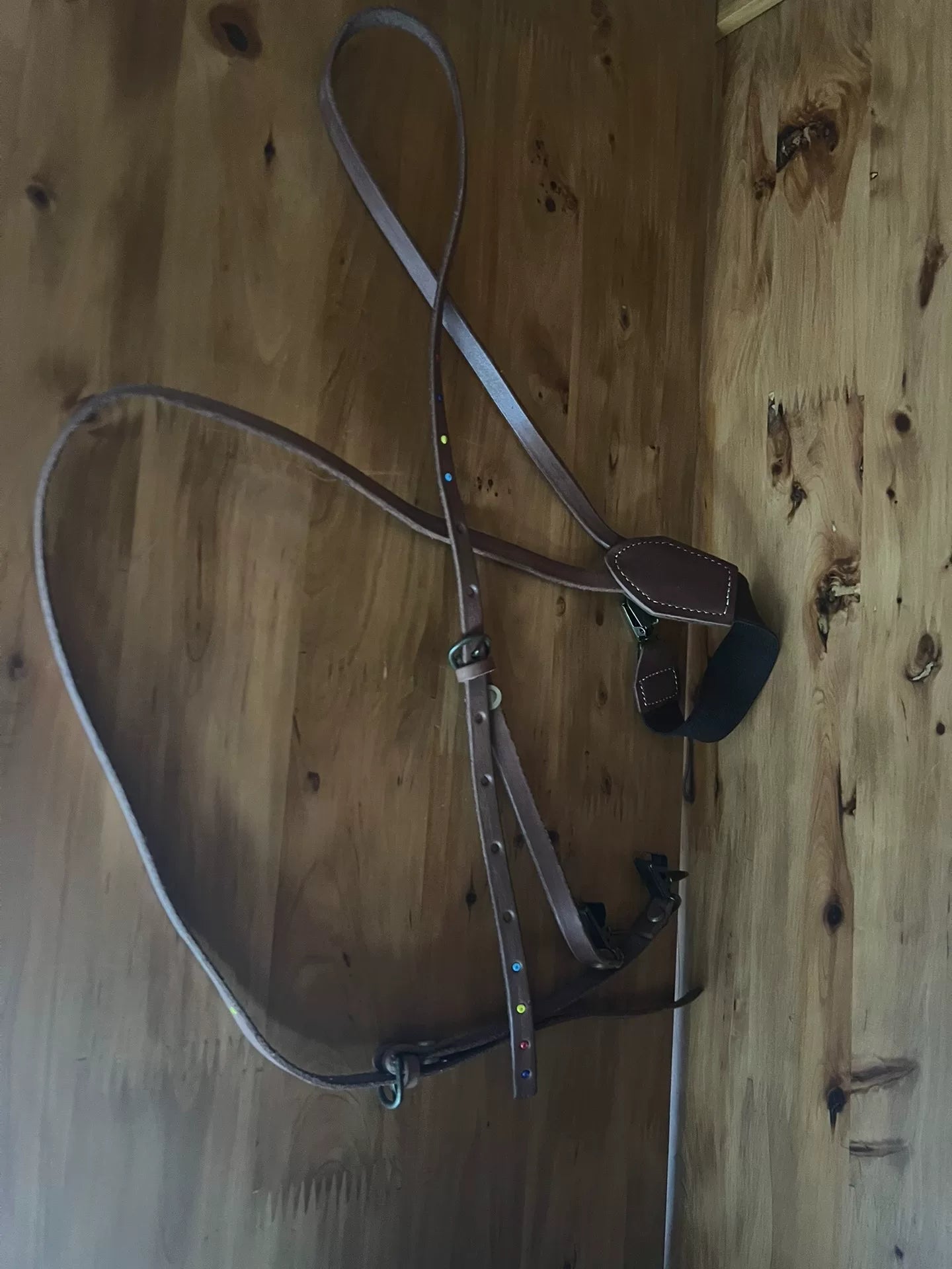 leather adjustable strap with brass hardware