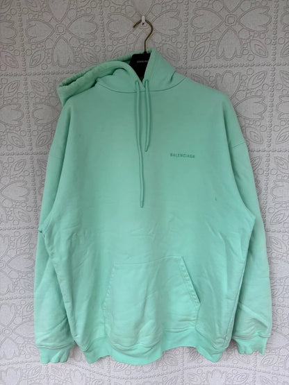 balenciaga mint green logo embroidered hoodie