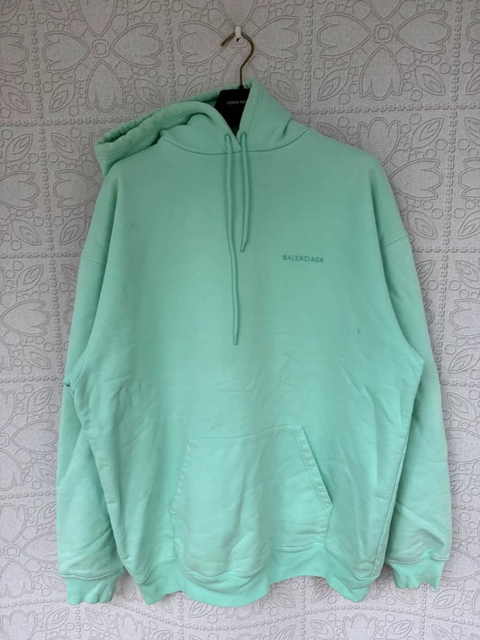 balenciaga mint green logo embroidered hoodie