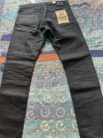 rrl vintage distressed black denim pants