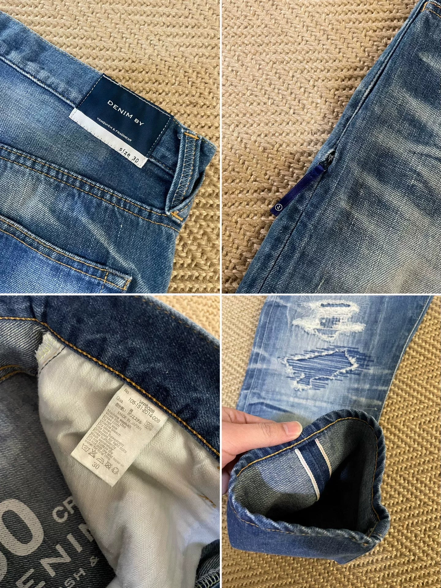 Vanquish Fragment Destroyed Cropped Jeans