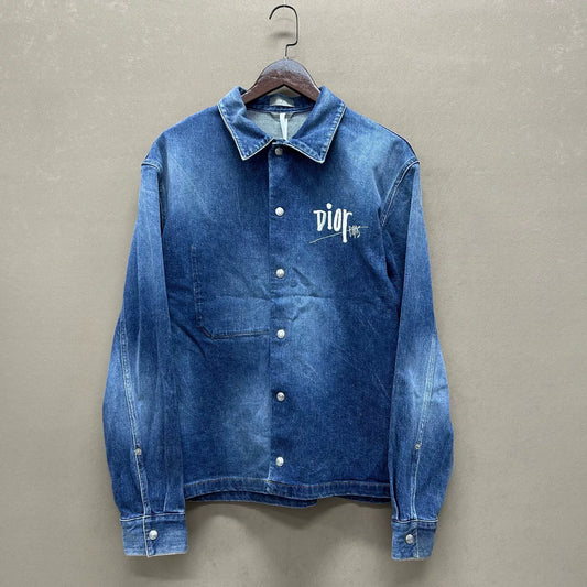 dior x stussy embroidered denim jacket