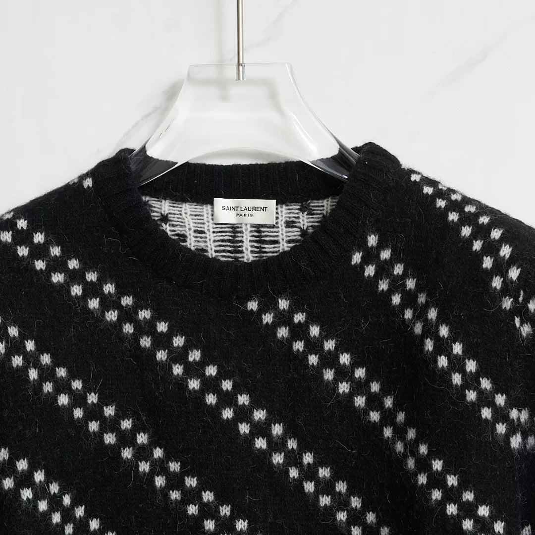 Saint Laurent Men's Checked Jacquard Sweater