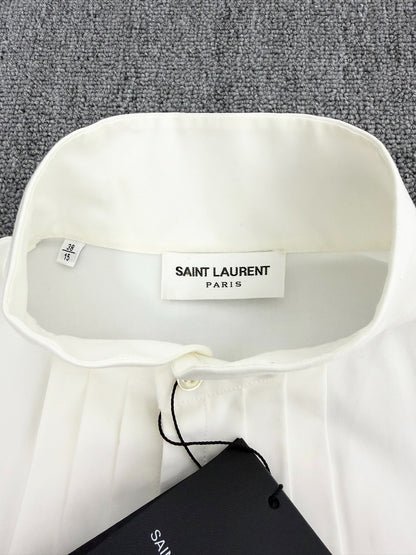 Saint Laurent White Pleated Dress Shirt